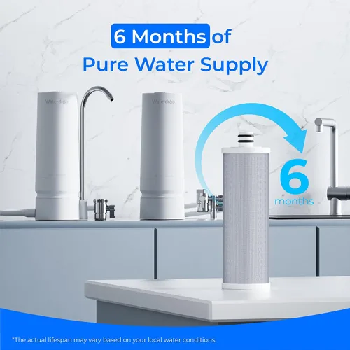 Vista 4 de Waterdrop WD-CFF-03 Filtro de agua de repuesto, filtro de agua para encimera, vida útil de 4000 galones, filtros de agua de repuesto para fregadero