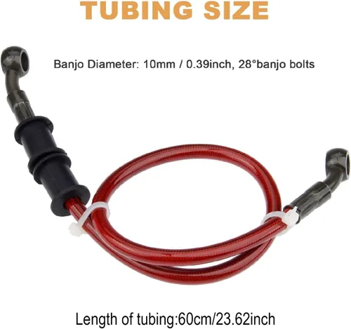 Vista 5 de Manguera de aceite para embrague, freno, de acero trenzado, para motocicleta, tubo, 1 unidad., 60cm, Rojo