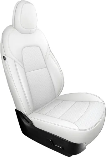 Vista 24 de Funda de asiento para Tesla Modelo Y 2020-2024, impermeable, de piel de napa totalmente envuelta (TY-rojo + negro)