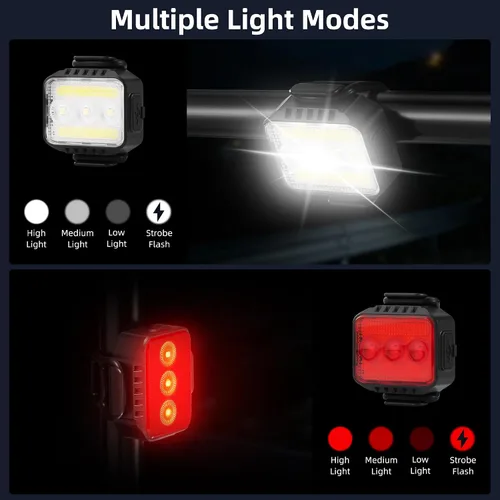 Vista 2 de Bike Lights for Night Riding,1500 Lumens High&Low Beam Front Light, OLED Display USB-C Rechargeable Bicycle Lights,IPX6 Waterproof Ebike Headlight