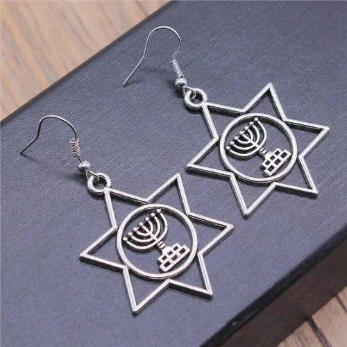 Vista 2 de hexagrama material pentagrama para joyería Pendientes