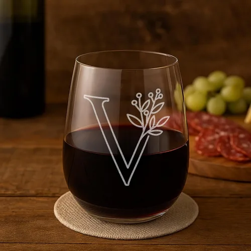 Vista 21 de On The Rox Drinks Regalos con monograma para mujeres y hombres – Letra A-Z inicial grabada monograma sin tallo, copa de vino – Regalos de vino