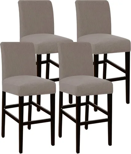 Vista 9 de Flamingo P Fundas de taburete para sillas de comedor, fundas de asiento de tela jacquard elástica con parte inferior elástica extraíble, juego de 2