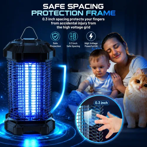 Vista 6 de Eliminador de insectos al aire libre, eliminador de mosquitos eléctrico de 4200 V para interiores, eliminador de insectos