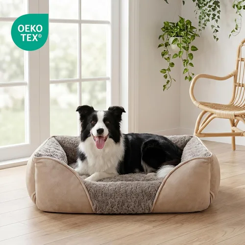 Vista 6 de INVENHO Cama para perros pequeños para perros medianos a grandes, rectangular, ortopédica, suave, relajante, duradera, con parte inferior