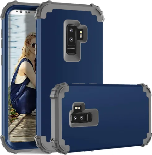 Vista 12 de Funda de teléfono para Samsung Galaxy S9 Plus, cubierta dura, a prueba de golpes, de silicona suave, híbrida, tres capas, resistente, protección