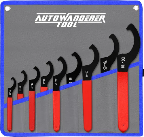 Vista 2 de Juego de 9 Piezas de Llaves Spanner para Coilover, Llave de Amortiguador Ajustable Spanners Universales de Acero al Carbono para la Mayoría de Azul