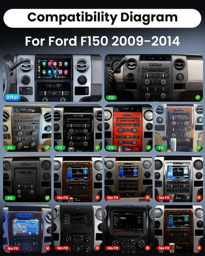 Vista 2 de Radio de coche para Ford F150 2009-2014: Actualización de estéreo táctil HD de 9 pulgadas 1280x800 con Carplay inalámbrico Android Auto 5G WiFi