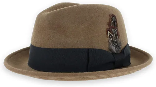 Vista 3 de Belfry Trilby - Vestido de estilo vintage con ala a presión, sombrero Fedora, 100 % lana pura de fieltro en negro, gris, azul marino, marrón
