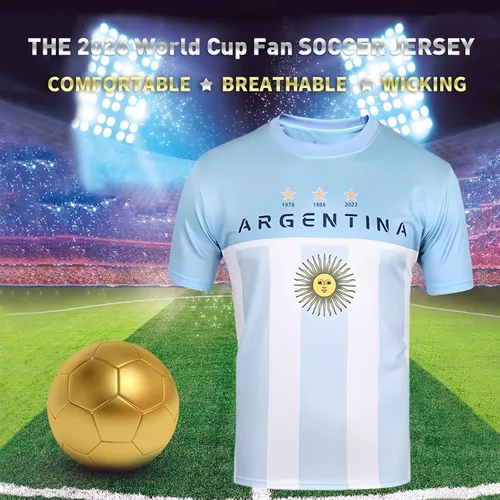 Vista 3 de DIBEI Camiseta de fútbol para fanáticos de la Copa del Mundo 2026, Argentina, Brasil, México y compatible con Estados Unidos