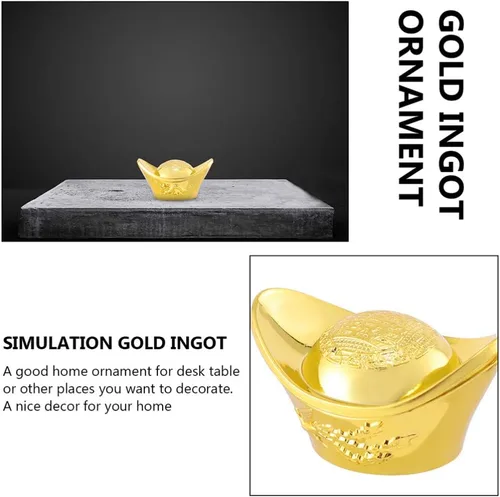 Vista 2 de NUOBESTY Lingote de oro de Feng Shui, lingote de oro Yuan Bao, Lingote de la suerte, Lingote chino de la prosperidad, regalo para atraer riqueza