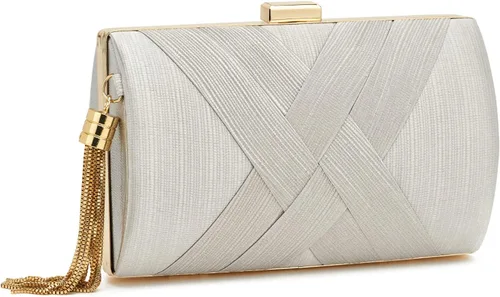 Vista 6 de Bolso de mano para mujer, bolso de noche con flecos, bolso de mano para mujer, bolso de mano de boda, bolso de mano con cadena, bolso cruzado