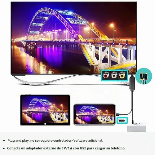 Vista 9 de Adaptador de cable USB-C a RCA, espejo de pantalla con cable de 6 pies