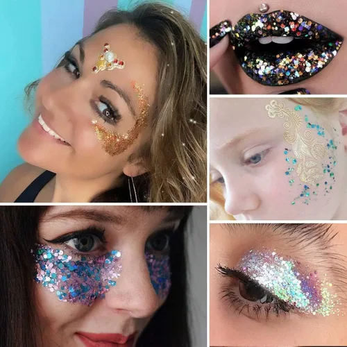 Vista 8 de Licool - Brillantina gruesa holográfica, juego de 12, purpurina artesanal para manualidades de resina, purpurina cosmética para uñas, cuerpo, cara