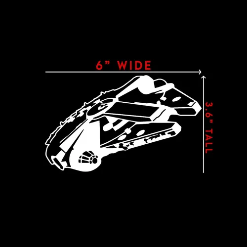 Vista 4 de Calcomanía de barco Millennium Falcon Ship para portátil de 6 x 3 pulgadas (blanco)