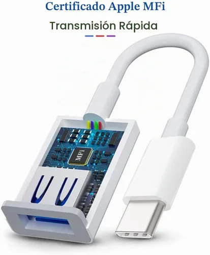 Vista 2 de Adaptador USB-C a USB para iPhone 15, 16, 17, MacBook Pro Air 2025, iMac iPad mini Pro, compatible con convertidor de cable USB OTG certificado MFi