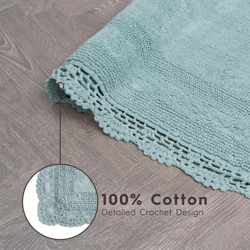 Vista 4 de Laura Ashley Alfombra de baño de algodón de ganchillo 17x24 in, Aqua