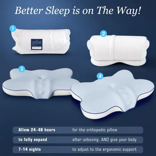 Vista 8 de Almohada cervical ultra refrescante para dormir de lado, 2 alturas 5.31 Azul