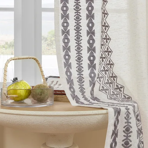 Vista 5 de Cortinas de Lino Natural de 63 Pulgadas de Largo, Juego de 2 Paneles para Sala de Estar y Dormitorio, Cortinas Semitransparentes con Ojales que