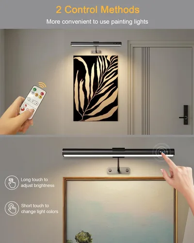 Vista 4 de GOVSSING Luces de imagen para pared, batería recargable de 4000 mAh, luz inalámbrica con control remoto, 3 temperaturas de color y brillo ajustable