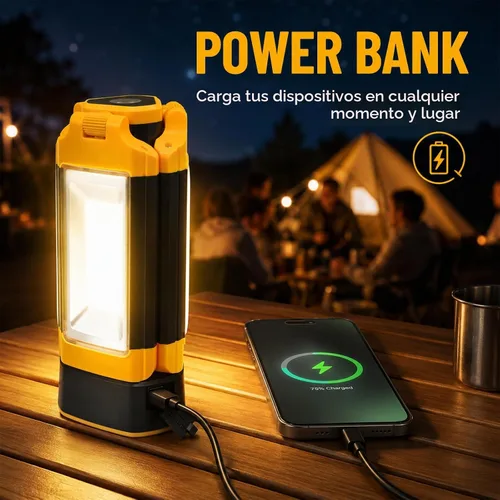 Vista 8 de 12000mAh Rechargeable Camping Light with Stand 73.2'' Yellow