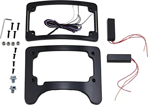 Vista 2 de Custom Dynamics TS-ELIM-06BCM-B Eliminador de señal de giro con marco de placa iluminada Tri-Radius - Negro brillante