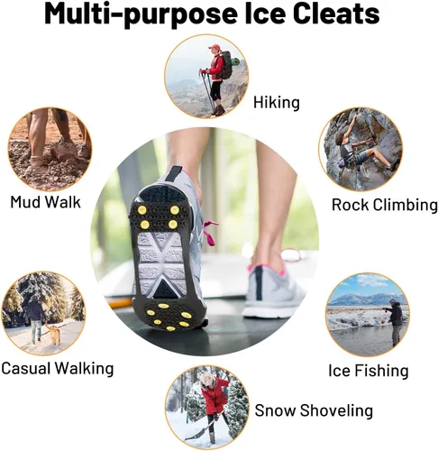 Vista 7 de ZOMAKE Walk Traction Cleats Ice Crampons for Men WomenRunning on Snow and ice Anti Slip Shoe Grips Portable Ice Grippers for Shoes Boots 1011 Spikes