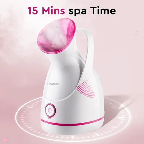 Vista 8 de Amconsure Vaporizador facial – vaporizador facial nano iónico, vaporizador de niebla cálida para sauna en el hogar, spa, humidificador para vapor