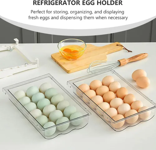 Vista 4 de SOLUSTRE Cajones de almacenamiento para refrigerador, cajones de almacenamiento de huevos, contenedores de alimentos frescos para congelador