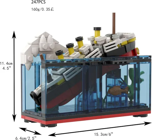 Vista 2 de Kits de embarcaciones Modelos Construcrion Sets 247 piezas Titanic Sink y Break in Half Toy Building Blocks, Titanic Cruise Ship Model Toy