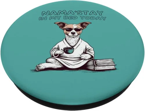Vista 2 de Nama'stay In My Bed Today, Funny Dog Yoga PopSockets Swappable PopGrip