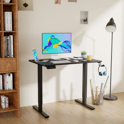 Vista 9 de Estación de trabajo de computadora de altura ajustable, escritorio eléctrico de pie para sentarse, mesa de computadora que se eleva hacia arriba