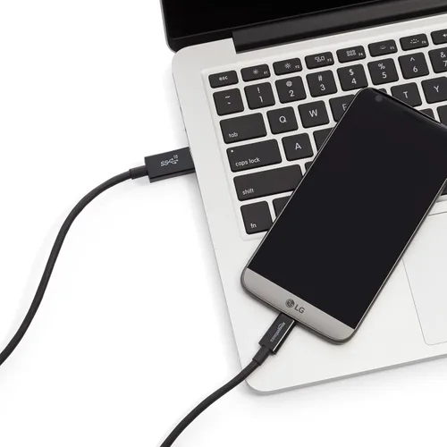Vista 5 de Amazon Basics Cable de carga adaptador USB-C a USB-A 3.1 Gen 2, cargador rápido, 10 Gbps de alta velocidad, certificado USB-IF, compatible