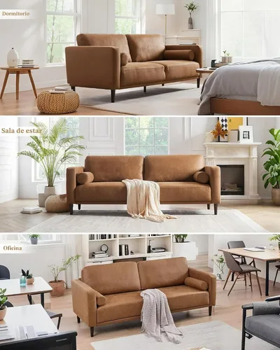Vista 5 de HIFIT Sofás y Sillones, Sofá Moderno de Mediados de Siglo de 79", Sofá Transpirable de Cuero Sintético con Cojines/Almohadas Tapizados, Sofás