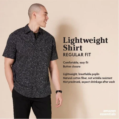 Vista 2 de Tienda Essentials - Camisa de manga corta para hombre, ajuste regular, estampada