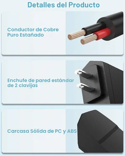 Vista 3 de Adaptador de CA a CC de fuente de alimentación de 5V 2A, Negro