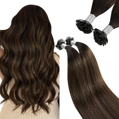 Vista 24 de Ugeat - Extensiones de cabello humano con microanillo, 14 pulgadas, extensiones de cabello Remy con microcuentas de 1 gm/hebra, 50 gms, extensiones