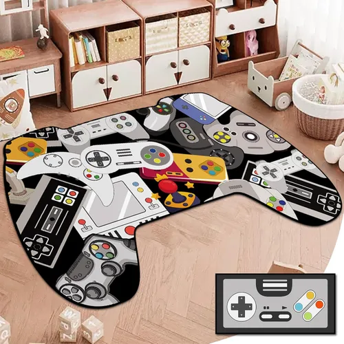 Vista 14 de Alfombra de juego Lacut para adolescentes, alfombra con decoración de control de juego, alfombra de juego 3D para dormitorio, sala de estar, sala