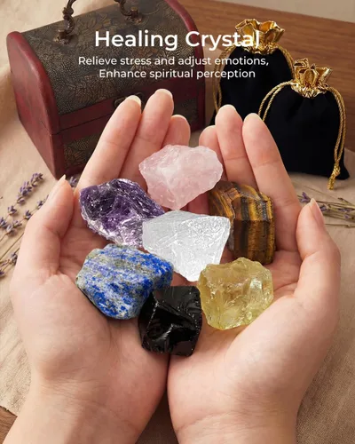 Vista 7 de Cristales y piedras curativas, juego de 21 piezas de cristales curativos, juego de 7 piedras de cristal de chakras, pirámide de selenita cruda