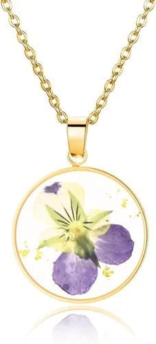 Vista 149 de Pressed Flower Necklace Gift for Women Personalized Handmade Necklaces Birth Flower Necklace