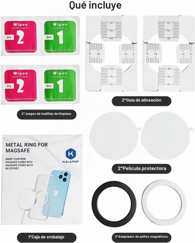 Vista 7 de Anillos adaptadores magnéticos 2 piezas compatibles con MagSafe, para Kindle Pop Socket Magnetic, para accesorios Magsafe y carga inalámbrica