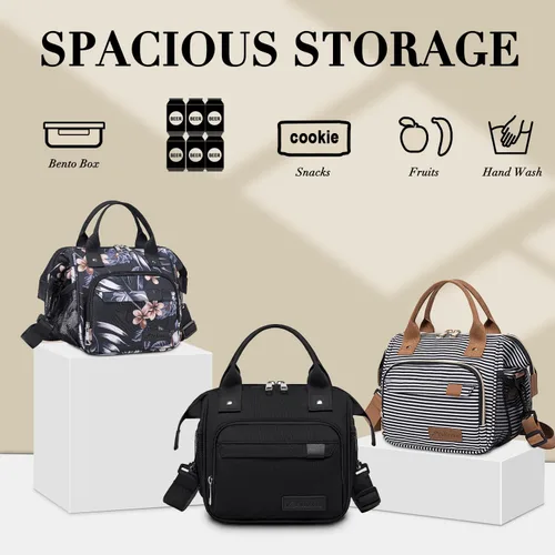 Vista 8 de TuErCao - Bolsa de almuerzo pequeña, ligera y aislada para mujer; para trabajo, portátil, suave enfriador para pícnic, viajes, viajes por carretera