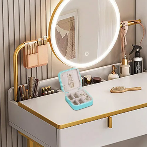 Vista 5 de Xuyuan Travel Jewelry Box - Small Jewelry Storage Box - PU Leather Jewelry Box Velvet Compartment Storage Portable Case For Girls