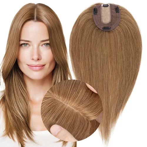 Vista 10 de MY-LADY Extensiones de cabello humano para mujeres, cabello real humano delgado, base de seda de 10 * 12 cm, con encaje, 130% de densidad, con clip