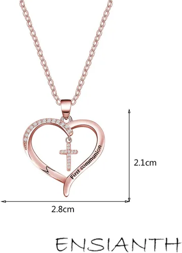 Vista 2 de ENSIANTH Regalo de primera comunión para niñas, regalo de cruz cristiana, joyería de bautismo