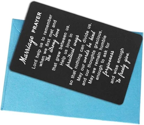 Vista 6 de Tarjeta de oración de matrimonio, tarjeta de aluminio grabada, boda perfecta para marido, cabe en la cartera