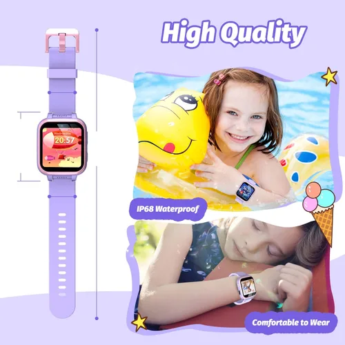 Vista 17 de Reloj inteligente para niños con juegos de rompecabezas, pantalla táctil HD, cámara de video, reproductor de música, podómetro, reloj despertador