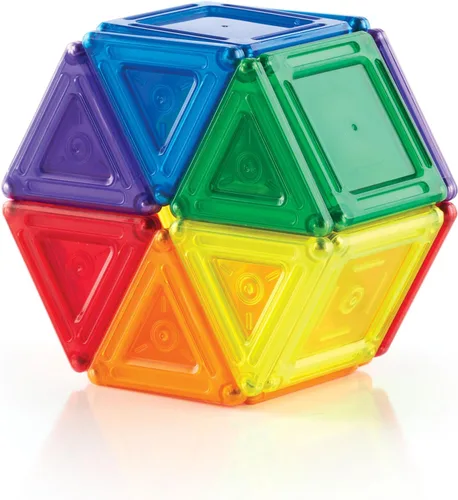 Vista 4 de Guidecraft PowerClix - Juego de bloques de construcción magnéticos sólidos, 44 piezas de azulejos magnéticos, juguete educativo de construcción