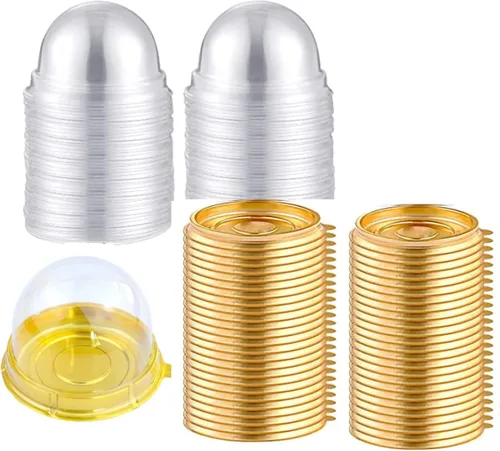 Vista 7 de Contenedor de plástico transparente para cupcakes, 50 cajas para cupcakes, cupcakes, magdalenas, cápsulas, cúpula, muffins, contenedor