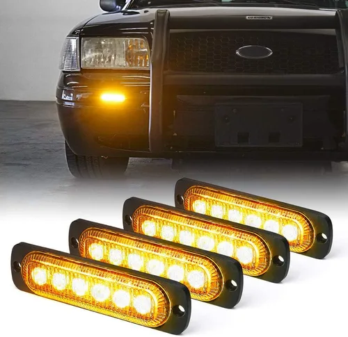 Vista 12 de Xprite 10 luces LED estroboscópicas de emergencia, ámbar de 12 luces LED estroboscópicas intermitentes, función de sincronización, luz de parrilla